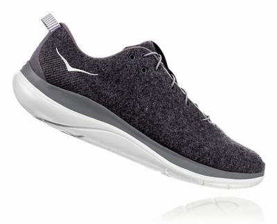 Hoka One One Hupana Flow Wool - Tenis Caminhada Homem - Cinzentas Escuro, FO35017